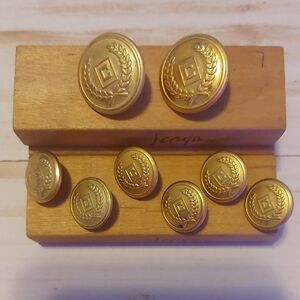 Brass Button Set with Emblem Design